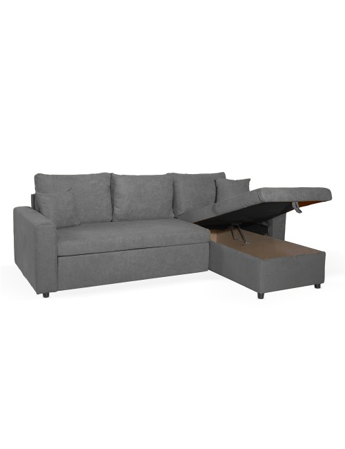 Divano con penisola reversibile funzione letto Golf tessuto grigio scuro 225x148x91H