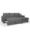 Divano con penisola reversibile funzione letto Golf tessuto grigio scuro 225x148x91H