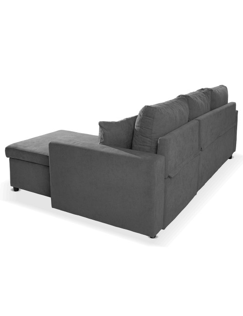 Divano con penisola reversibile funzione letto Golf tessuto grigio scuro 225x148x91H