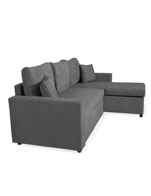 Divano con penisola reversibile funzione letto Golf tessuto grigio scuro 225x148x91H