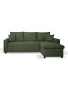 Divano con penisola reversibile funzione letto Golf tessuto verde muschio 225x148x81H