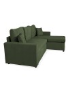 Divano con penisola reversibile funzione letto Golf tessuto verde muschio 225x148x91H