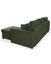 Divano con penisola reversibile funzione letto Golf tessuto verde muschio 225x148x81H
