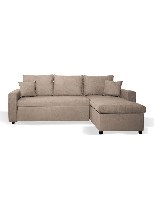 Divano con penisola reversibile funzione letto Golf tessuto tortora 225x148x91H