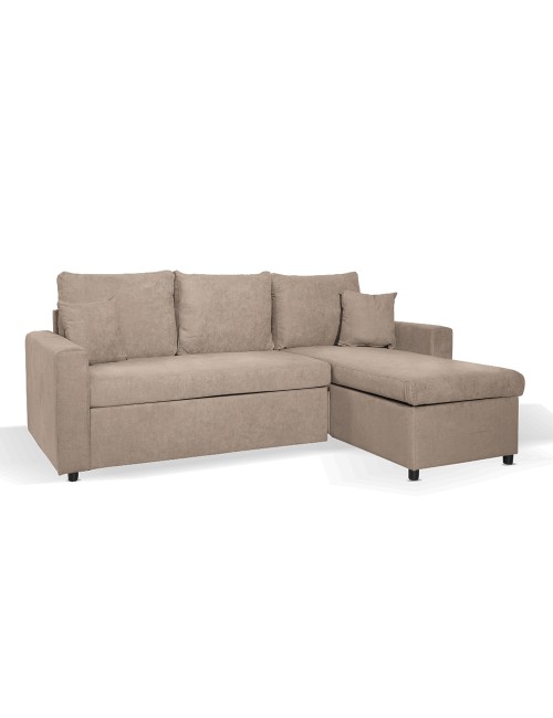 Divano con penisola reversibile funzione letto Golf tessuto tortora 225x148x91H