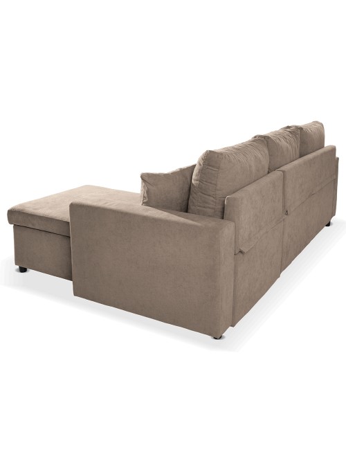 Divano con penisola reversibile funzione letto Golf tessuto tortora 225x148x91H