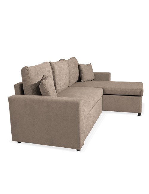 Divano con penisola reversibile funzione letto Golf tessuto tortora 225x148x91H