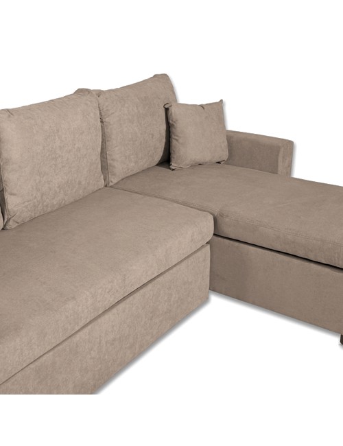 Divano con penisola reversibile funzione letto Golf tessuto tortora 225x148x91H