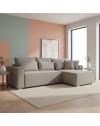 Divano Angolare Emily tortora con Letto Easy Open, Contenitore e Penisola Reversibile – Comfort e Design per il Living