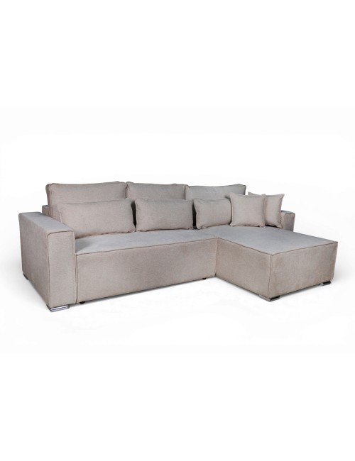 Divano Angolare Emily tortora con Letto Easy Open, Contenitore e Penisola Reversibile – Comfort e Design per il Living