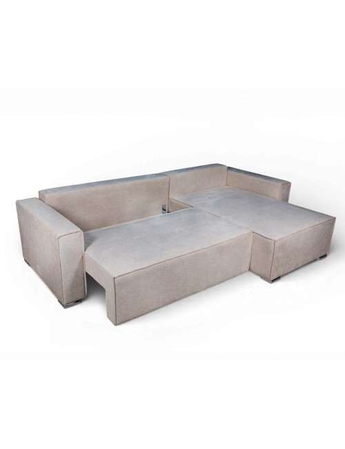 Divano Angolare Emily tortora con Letto Easy Open, Contenitore e Penisola Reversibile – Comfort e Design per il Living