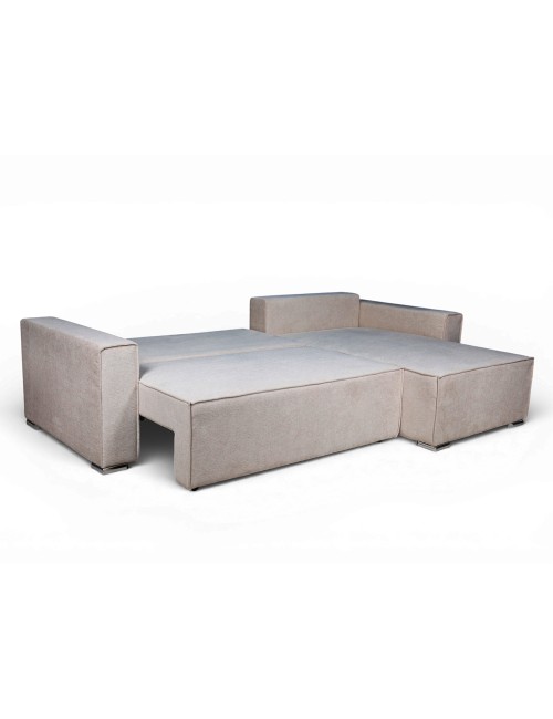 Divano Angolare Emily tortora con Letto Easy Open, Contenitore e Penisola Reversibile – Comfort e Design per il Living