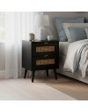 Comodino 2 cassetti con frontali effetto vimini Vienna61A colore nero