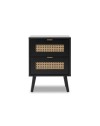 Comodino 2 cassetti con frontali effetto vimini Vienna61A colore nero