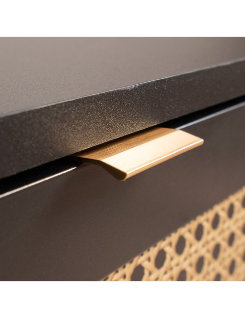 Comodino 2 Cassetti con Frontali Effetto Vimini Vienna61A Colore Nero