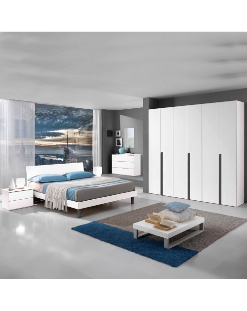 Letto matrimoniale contenitore in legno bianco 170x205x88h Manitoba
