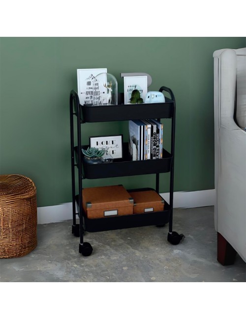 Carrello cucina 3 ripiani in metallo con ruote Tier