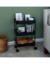 Carrello da cucina 3 ripiani in metallo con ruote Tier 45.5x32x76.4H colore nero
