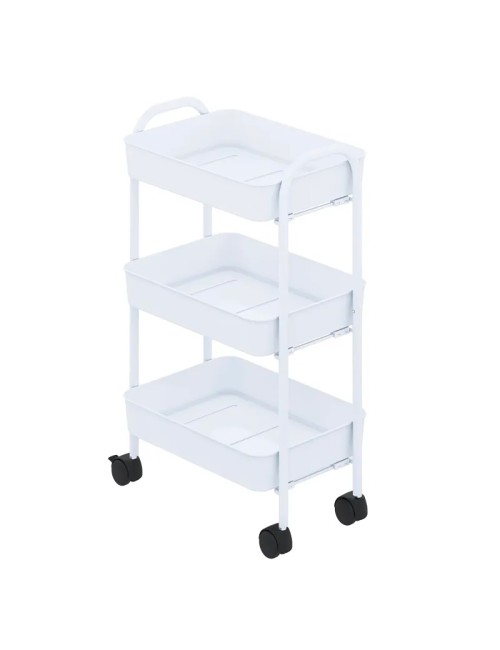 Carrello cucina 3 ripiani in metallo con ruote Tier colore bianco