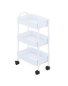 Carrello da cucina 3 ripiani in metallo con ruote Tier 45.5x32x76.4H colore bianco