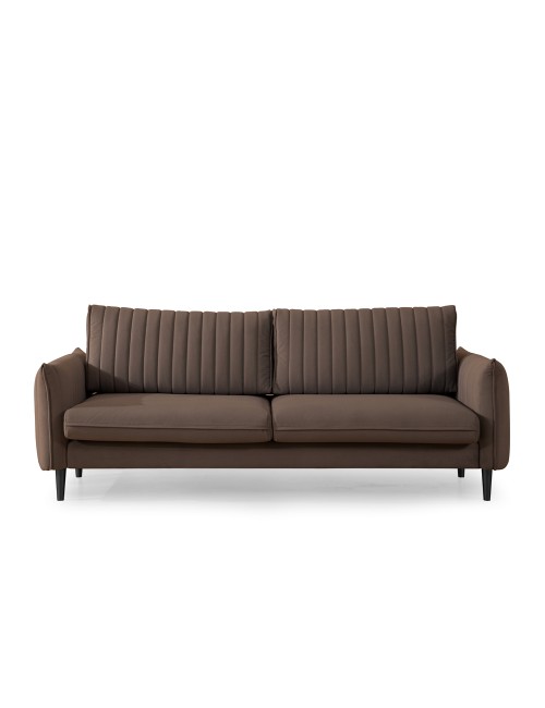 Divano 3 Posti con Funzione Letto Abra 227x100.5x92H Velluto Marrone Chiaro