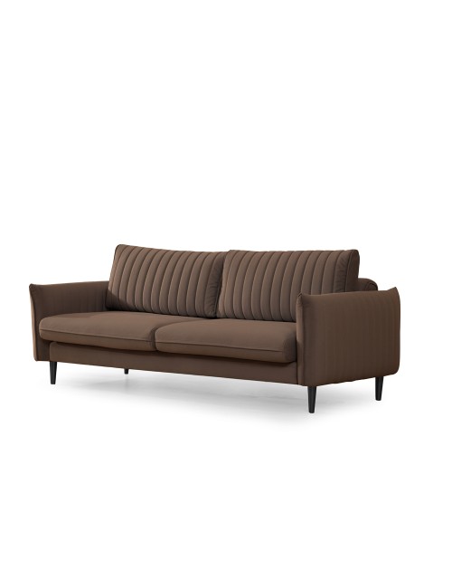 Divano 3 Posti con Funzione Letto Abra 227x100.5x92H Velluto Marrone Chiaro
