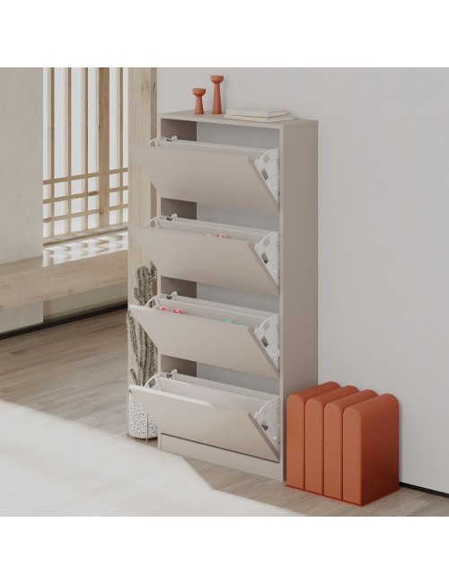 Scarpiera Quattro Ante a Ribalta SHC540OAK 73x26x154,5 Light Mocha Grigio