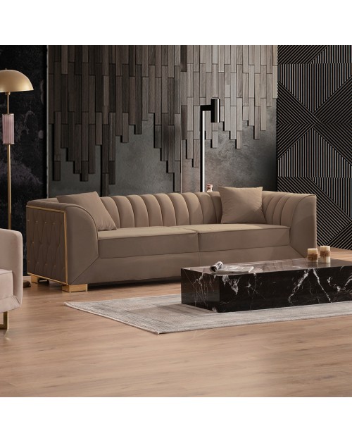 Divano 2 posti in velluto marrone Vera Babyface06 170x95x80H