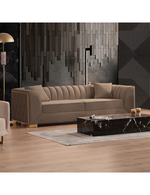 Divano 2 posti in velluto marrone Vera Babyface06 170x95x80H