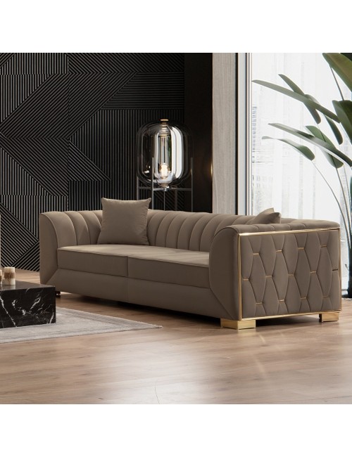 Divano 2 posti in velluto marrone Vera Babyface06 170x95x80H