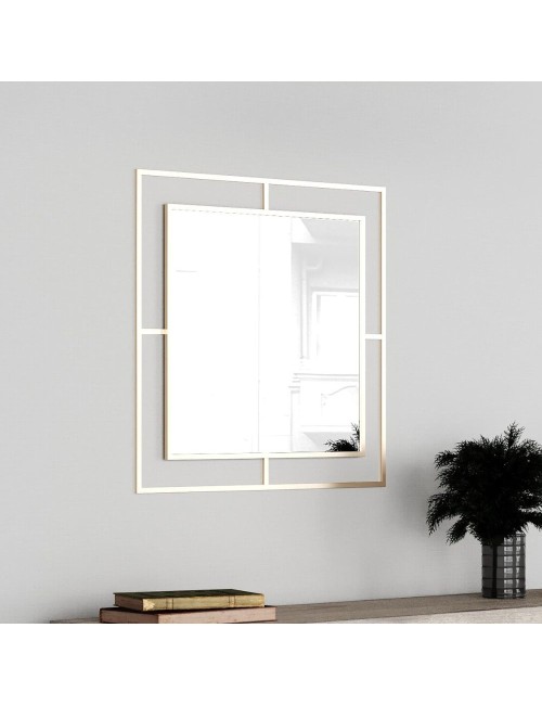 Specchio Quadrato con Doppia Cornice Corner in Metallo Colore Oro