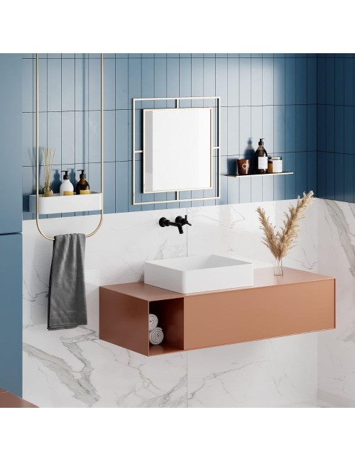 Specchio Quadrato con Doppia Cornice Corner in Metallo Colore Oro