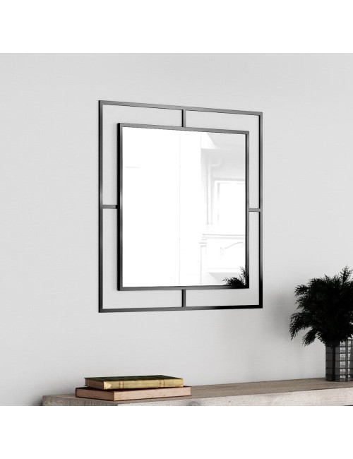 Specchio Quadrato con Doppia Cornice Corner in Metallo Colore Nero