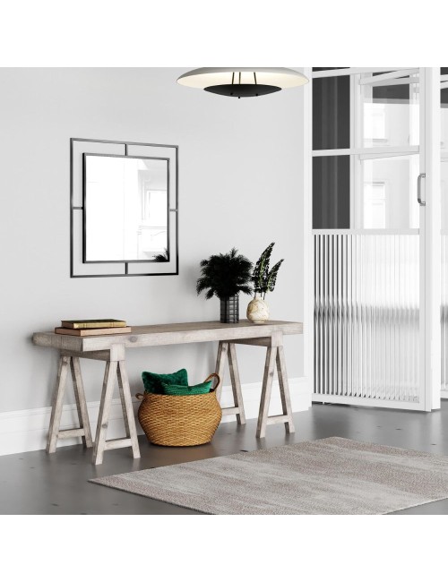 Specchio Quadrato con Doppia Cornice Corner in Metallo Colore Nero