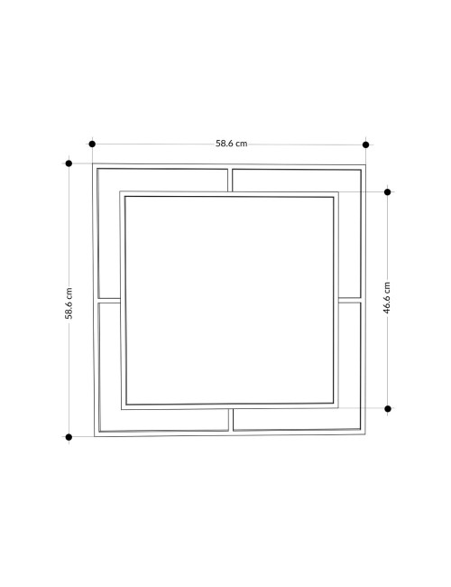 Specchio Quadrato con Doppia Cornice Corner in Metallo Colore Nero