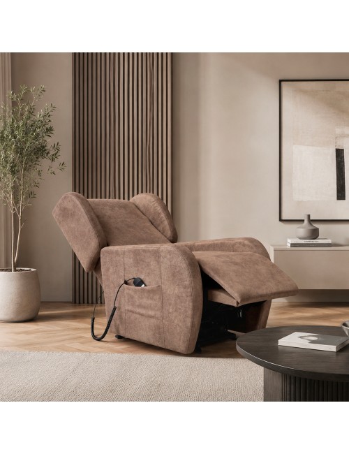 Poltrona Alzapersona Lift 2 Motori con Roller Bar e Tessuto Antimacchia Cappuccino – Comfort e Autonomia Quotidiana