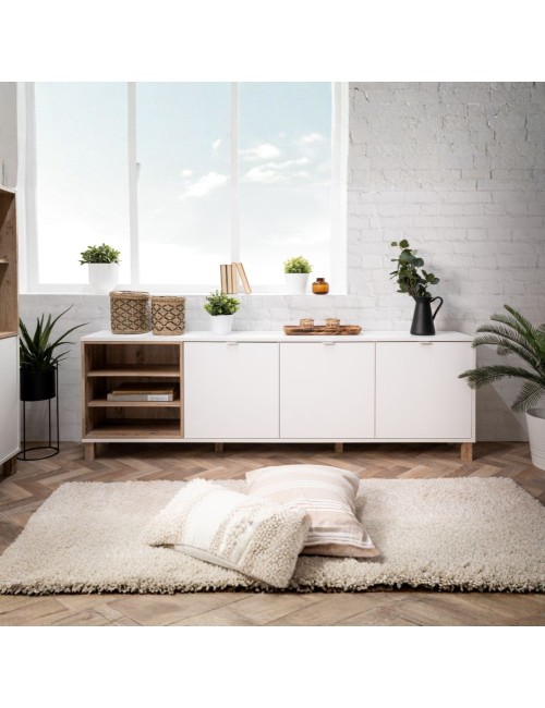 Madia 3 ante porta TV 200x35x64,5 Menorca57A colore bianco rovere