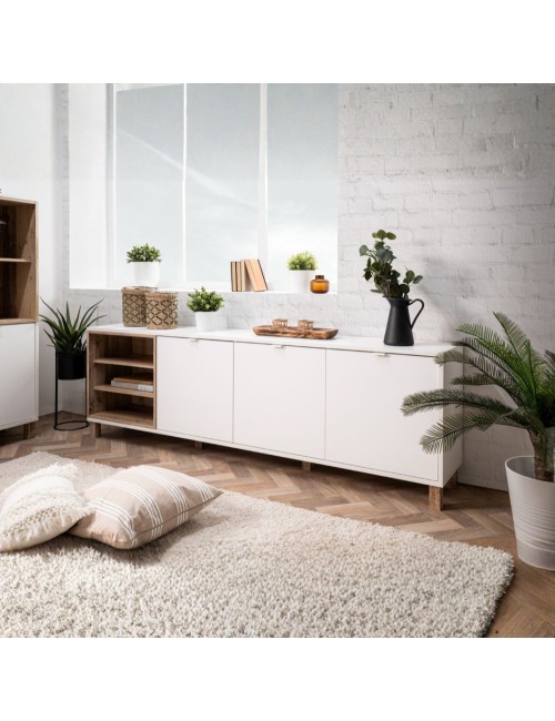 Madia 3 Ante 200x35x64,5 Menorca 57A Colore Bianco Rovere Prezzo
