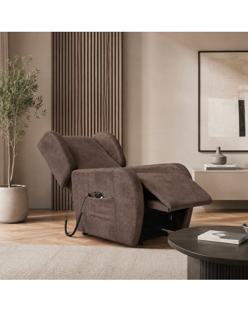 Poltrona Alzapersona Lift 2 Motori con Roller Bar e Tessuto Antimacchia Brown – Comfort e Autonomia Quotidiana