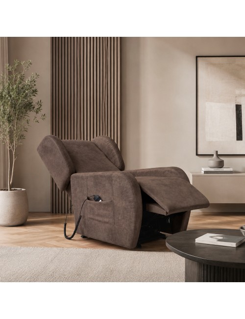 Poltrona Alzapersona Lift 2 Motori con Roller Bar e Tessuto Antimacchia Brown – Comfort e Autonomia Quotidiana