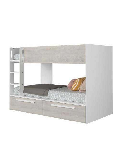 Letto a castello bianco consumato e bianco con cassettoni estraibili