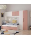 Cameretta a ponte con letto estraibile 6007 colore bianco e rosa antico reversibile