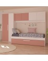 Cameretta a ponte con letto estraibile 6007 colore bianco e rosa antico reversibile