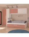 Cameretta a ponte con letto estraibile 6007 colore bianco e rosa antico reversibile