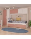Cameretta a ponte con letto estraibile 6007 colore bianco e rosa antico reversibile