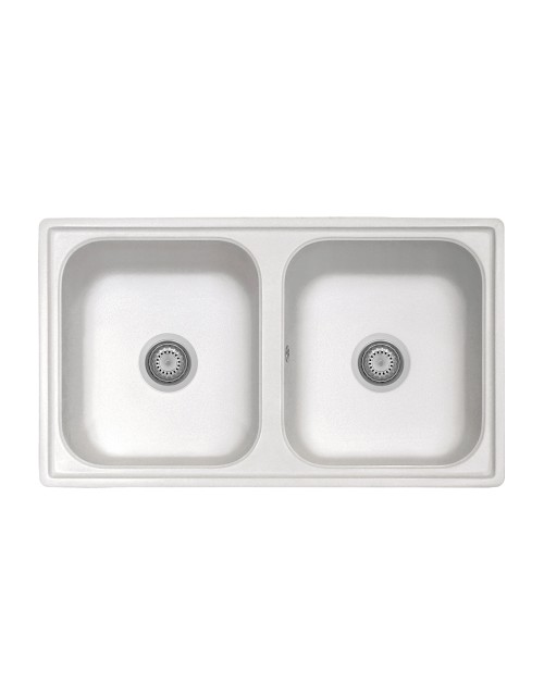 Lavello 2 vasche Granitovero862vbip bianco Samet