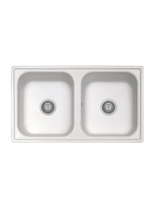 Lavello 2 vasche Granitovero862vbip bianco Samet