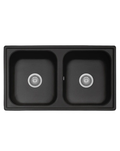 Lavello 2 vasche Granitovero862vbip nero 86x50 Samet