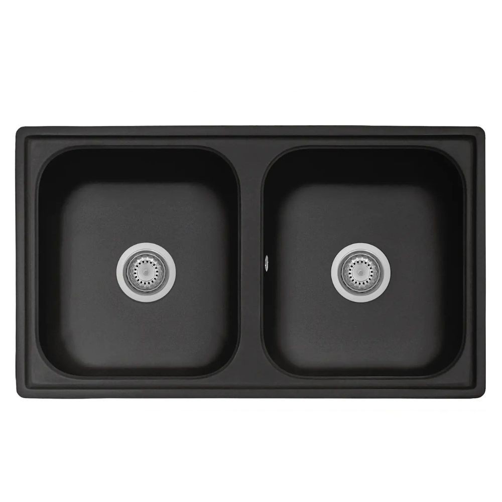 Lavello 2 vasche Granitovero862vbip nero 86x50 Samet