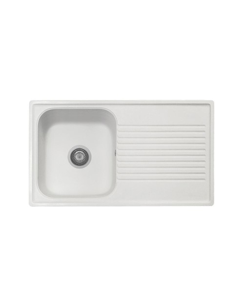 Lavello reversibile 1 vasca gocciolatoio Granitovero861vbip bianco Samet